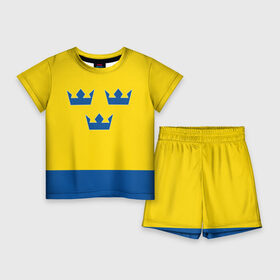 Детский костюм с шортами 3D с принтом Сборная Швеции по Хоккею ,  |  | sweden | world cup hockey | виктор хедман | вратарь | защитник | клюшка | кубок мира | нападающий | сборная канады | хоккей | хоккейная форма | швеция | эрик карлссон