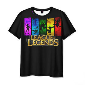 Мужская футболка 3D с принтом LOL Heroes 2 , 100% полиэфир | прямой крой, круглый вырез горловины, длина до линии бедер | l.o.l | league of legends | игры | лига легенд | лол