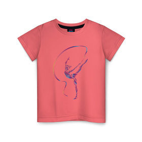 Детская футболка хлопок с принтом Гимнастка с лентой 3 , 100% хлопок | круглый вырез горловины, полуприлегающий силуэт, длина до линии бедер | булавы | гимнастика | гимнастка | лента | мяч | обруч | художественная гимнастика