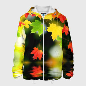 Мужская куртка 3D с принтом Осень , ткань верха — 100% полиэстер, подклад — флис | прямой крой, подол и капюшон оформлены резинкой с фиксаторами, два кармана без застежек по бокам, один большой потайной карман на груди. Карман на груди застегивается на липучку | Тематика изображения на принте: autumn | bright | color | forest | leaves | maple | paint | reflection | river | trees | деревья | клён | краски | лес | листья | осень | отражение | река | цвета | яркие