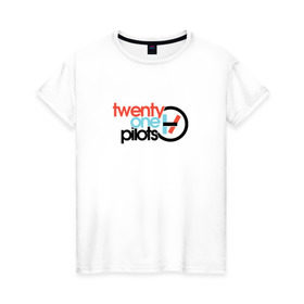 Женская футболка хлопок с принтом TwentyONE PILOTS , 100% хлопок | прямой крой, круглый вырез горловины, длина до линии бедер, слегка спущенное плечо | 21 | blurryface | music | twenty one pilots