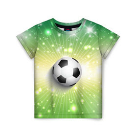 Детская футболка 3D с принтом Футбольный мяч 3 , 100% гипоаллергенный полиэфир | прямой крой, круглый вырез горловины, длина до линии бедер, чуть спущенное плечо, ткань немного тянется | Тематика изображения на принте: игра | кубок | мяч | спорт | футбол
