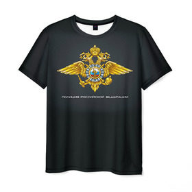 Мужская футболка 3D с принтом Полиция Российской Федерации , 100% полиэфир | прямой крой, круглый вырез горловины, длина до линии бедер | милиция