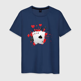 Мужская футболка хлопок с принтом Четыре туза , 100% хлопок | прямой крой, круглый вырез горловины, длина до линии бедер, слегка спущенное плечо. | казино | карты | покер | туз
