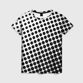 Женская футболка 3D с принтом Белый в горошек , 100% полиэфир ( синтетическое хлопкоподобное полотно) | прямой крой, круглый вырез горловины, длина до линии бедер | горошек | текстура | черный