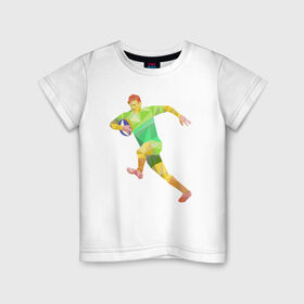 Детская футболка хлопок с принтом Регбист , 100% хлопок | круглый вырез горловины, полуприлегающий силуэт, длина до линии бедер | геометрия | игра | кубок | мяч | полигональный | регби | спорт | футбол
