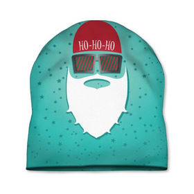 Шапка 3D с принтом Санта хипстер , 100% полиэстер | универсальный размер, печать по всей поверхности изделия | борода | дед мороз | новый год | подарок на новый год | санта | санта хипстер | снег | снежинки | хипстер