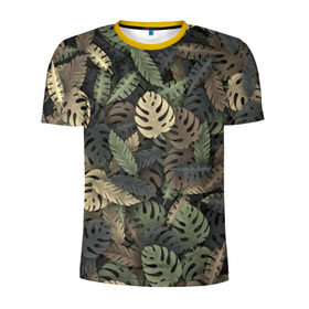 Мужская футболка 3D спортивная с принтом Тропический камуфляж , 100% полиэстер с улучшенными характеристиками | приталенный силуэт, круглая горловина, широкие плечи, сужается к линии бедра | джунгли | камуфляж | листья | милитари | монстера | пальма | природа