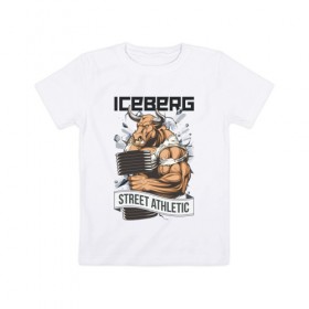 Детская футболка хлопок с принтом Bull 3 | Iceberg , 100% хлопок | круглый вырез горловины, полуприлегающий силуэт, длина до линии бедер | animals | iceberg | icebergstyle | youtube