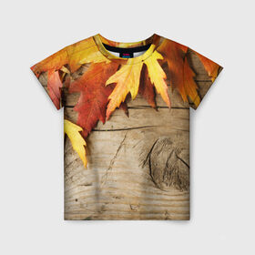 Детская футболка 3D с принтом Золотая осень , 100% гипоаллергенный полиэфир | прямой крой, круглый вырез горловины, длина до линии бедер, чуть спущенное плечо, ткань немного тянется | дерево | лист | листья | осень