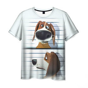 Мужская футболка 3D с принтом Разыскивается пёс , 100% полиэфир | прямой крой, круглый вырез горловины, длина до линии бедер | dog | fast furry | бигль | большой собачий побег | мартин | мультфильм | оззи | побег | свободу разношерстным | собака