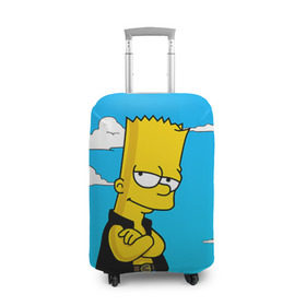 Чехол для чемодана 3D с принтом Барт Симпсон , 86% полиэфир, 14% спандекс | двустороннее нанесение принта, прорези для ручек и колес | simpsons