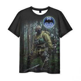 Мужская футболка 3D с принтом Военная разведка , 100% полиэфир | прямой крой, круглый вырез горловины, длина до линии бедер | Тематика изображения на принте: армия | вс рф | россия | солдат