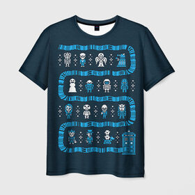 Мужская футболка 3D с принтом Новогодний свитер Доктор Кто , 100% полиэфир | прямой крой, круглый вырез горловины, длина до линии бедер | Тематика изображения на принте: 2017 | new year | год | доктор | кто | новогодний | новый | петух | петушок