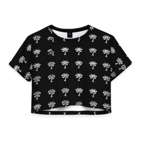 Женская футболка 3D укороченная с принтом Flowey emoji , 100% полиэстер | круглая горловина, длина футболки до линии талии, рукава с отворотами | undertale