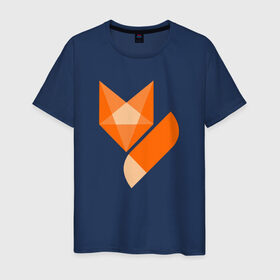 Мужская футболка хлопок с принтом Лиса минимализм , 100% хлопок | прямой крой, круглый вырез горловины, длина до линии бедер, слегка спущенное плечо. | fox
