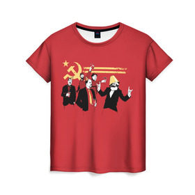 Женская футболка 3D с принтом Back in the USSR , 100% полиэфир ( синтетическое хлопкоподобное полотно) | прямой крой, круглый вырез горловины, длина до линии бедер | гевара | ленин | ретро | советский | союз | ссср | сталин | че