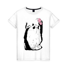 Женская футболка хлопок с принтом panda , 100% хлопок | прямой крой, круглый вырез горловины, длина до линии бедер, слегка спущенное плечо | dd | drop dead | dropdead | milk | milkshake | panda | tmblr | tumbler