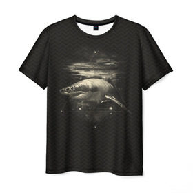 Мужская футболка 3D с принтом Cosmic Shark , 100% полиэфир | прямой крой, круглый вырез горловины, длина до линии бедер | space | галактика | космос | рыба