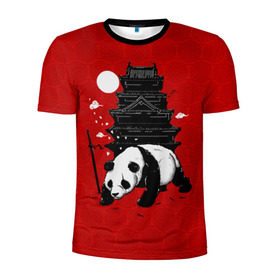 Мужская футболка 3D спортивная с принтом Panda Warrior , 100% полиэстер с улучшенными характеристиками | приталенный силуэт, круглая горловина, широкие плечи, сужается к линии бедра | japan | panda | панда
