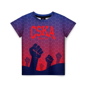 Детская футболка 3D с принтом CSKA Msk , 100% гипоаллергенный полиэфир | прямой крой, круглый вырез горловины, длина до линии бедер, чуть спущенное плечо, ткань немного тянется | moscow | москва | цска