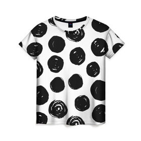 Женская футболка 3D с принтом Бусины! , 100% полиэфир ( синтетическое хлопкоподобное полотно) | прямой крой, круглый вырез горловины, длина до линии бедер | арт | белый | бусина | круг | фигура | черный