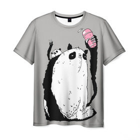 Мужская футболка 3D с принтом panda , 100% полиэфир | прямой крой, круглый вырез горловины, длина до линии бедер | dd | drop dead | dropdead | panda