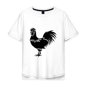 Мужская футболка хлопок Oversize с принтом Rooster , 100% хлопок | свободный крой, круглый ворот, “спинка” длиннее передней части | Тематика изображения на принте: 