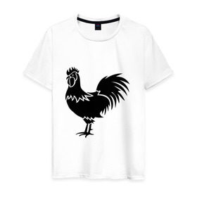 Мужская футболка хлопок с принтом Rooster , 100% хлопок | прямой крой, круглый вырез горловины, длина до линии бедер, слегка спущенное плечо. | 