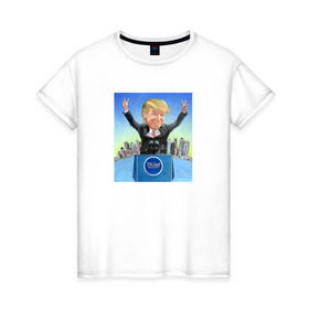 Женская футболка хлопок с принтом Трамп 3 , 100% хлопок | прямой крой, круглый вырез горловины, длина до линии бедер, слегка спущенное плечо | america | donald | trump | usa | америка | дональд | трамп