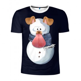 Мужская футболка 3D спортивная с принтом Снэпчат собака , 100% полиэстер с улучшенными характеристиками | приталенный силуэт, круглая горловина, широкие плечи, сужается к линии бедра | snapchat | радуга | снеговик | снэпчат | уши | фильтр | язык