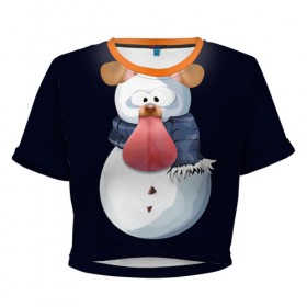 Женская футболка 3D укороченная с принтом Снэпчат собака , 100% полиэстер | круглая горловина, длина футболки до линии талии, рукава с отворотами | snapchat | радуга | снеговик | снэпчат | уши | фильтр | язык