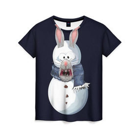 Женская футболка 3D с принтом Снэпчат кролик , 100% полиэфир ( синтетическое хлопкоподобное полотно) | прямой крой, круглый вырез горловины, длина до линии бедер | snapchat | радуга | снеговик | снэпчат | уши | фильтр | язык