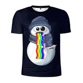 Мужская футболка 3D спортивная с принтом Снэпчат радуга , 100% полиэстер с улучшенными характеристиками | приталенный силуэт, круглая горловина, широкие плечи, сужается к линии бедра | snapchat | радуга | снеговик | снэпчат | уши | фильтр | язык