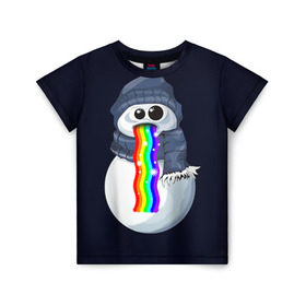 Детская футболка 3D с принтом Снэпчат радуга , 100% гипоаллергенный полиэфир | прямой крой, круглый вырез горловины, длина до линии бедер, чуть спущенное плечо, ткань немного тянется | snapchat | радуга | снеговик | снэпчат | уши | фильтр | язык