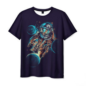 Мужская футболка 3D с принтом Космический удар , 100% полиэфир | прямой крой, круглый вырез горловины, длина до линии бедер | cosmonaut | galaxy | planet | space | star | астронавт | галактика | звезда | космонавт | космос | планета