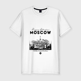 Мужская футболка премиум с принтом Москва, ВДНХ , 92% хлопок, 8% лайкра | приталенный силуэт, круглый вырез ворота, длина до линии бедра, короткий рукав | Тематика изображения на принте: 