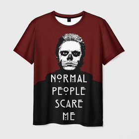 Мужская футболка 3D с принтом Normal people scare me , 100% полиэфир | прямой крой, круглый вырез горловины, длина до линии бедер | Тематика изображения на принте: american | horror | langdon | story | tate | американская | история | люди | нормальные | ужасов