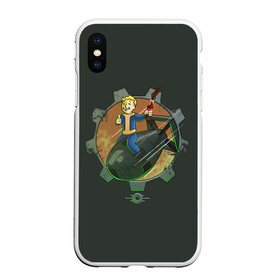 Чехол для iPhone XS Max матовый с принтом Flying Vault Boy , Силикон | Область печати: задняя сторона чехла, без боковых панелей | atom | bomb | boy | fallout | radioactive | vault | wasteland | атом | бой | бомба | волт | мальчик | радиация | фоллаут | ядерная