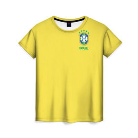 Женская футболка 3D с принтом Сборная Бразилии , 100% полиэфир ( синтетическое хлопкоподобное полотно) | прямой крой, круглый вырез горловины, длина до линии бедер | brazil | америка | бразилия
