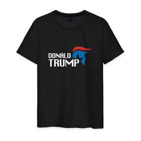 Мужская футболка хлопок с принтом Donald Trump logo , 100% хлопок | прямой крой, круглый вырез горловины, длина до линии бедер, слегка спущенное плечо. | дональд | трамп