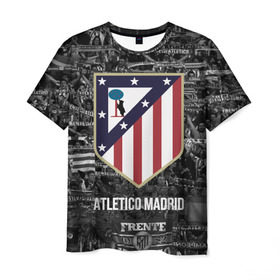 Мужская футболка 3D с принтом Атлетико Мадрид , 100% полиэфир | прямой крой, круглый вырез горловины, длина до линии бедер | atletico madrid | club | football | spanish | атлетико мадрид | испанский | клуб | футбольный
