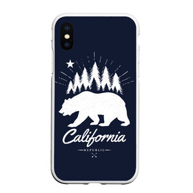 Чехол для iPhone XS Max матовый с принтом California Republic , Силикон | Область печати: задняя сторона чехла, без боковых панелей | Тематика изображения на принте: america | bear | california | united states | usa | америка | калифорния | медведь | сша | штаты