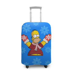 Чехол для чемодана 3D с принтом Симпсоны новогодние 2 , 86% полиэфир, 14% спандекс | двустороннее нанесение принта, прорези для ручек и колес | Тематика изображения на принте: simpsons | барт | барт симпсон | гомер | гомер симпсон | новый год | симпсоны | снег | снежинки