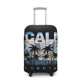 Чехол для чемодана 3D с принтом Калифорния , 86% полиэфир, 14% спандекс | двустороннее нанесение принта, прорези для ручек и колес | america | beach | california state | los angeles | palm trees | sea | states | united | usa | америки | калифорния | лос анджелес | море | пальмы | пляж | соединенные | сша | штат | штаты