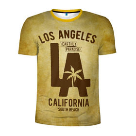 Мужская футболка 3D спортивная с принтом Лос-Анджелес , 100% полиэстер с улучшенными характеристиками | приталенный силуэт, круглая горловина, широкие плечи, сужается к линии бедра | america | beach | california state | los angeles | palm trees | sea | states | united | usa | америки | калифорния | лос анджелес | море | пальмы | пляж | соединенные | сша | штат | штаты