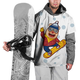 Накидка на куртку 3D с принтом Мишка сноубордист , 100% полиэстер |  | extreme | snowboard | медведь | мишка | сноуборд | экстрим