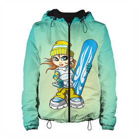 Женская куртка 3D с принтом Snowboard girl 1 , ткань верха — 100% полиэстер, подклад — флис | прямой крой, подол и капюшон оформлены резинкой с фиксаторами, два кармана без застежек по бокам, один большой потайной карман на груди. Карман на груди застегивается на липучку | extreme | girl | snowboard | девушка | сноуборд | экстрим