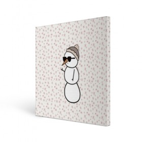 Холст квадратный с принтом Крутой снеговик 2 , 100% ПВХ |  | зима | новогодний | очки | паттерн | рождество | снежинки