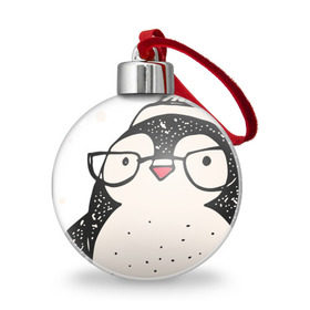 Ёлочный шар с принтом Пингвин с шариком , Пластик | Диаметр: 77 мм | christmas | new year | winter | зима | новый год | пингвин | рождество